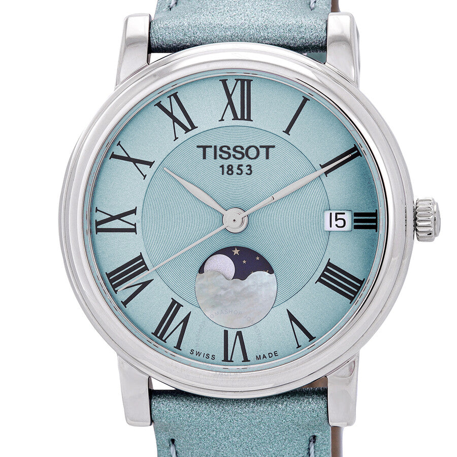 Tissot Carson Moon Phase Quartz Light Blue Dial Ladies Watch T122.223.16.353.00 - Dawson Watches #4