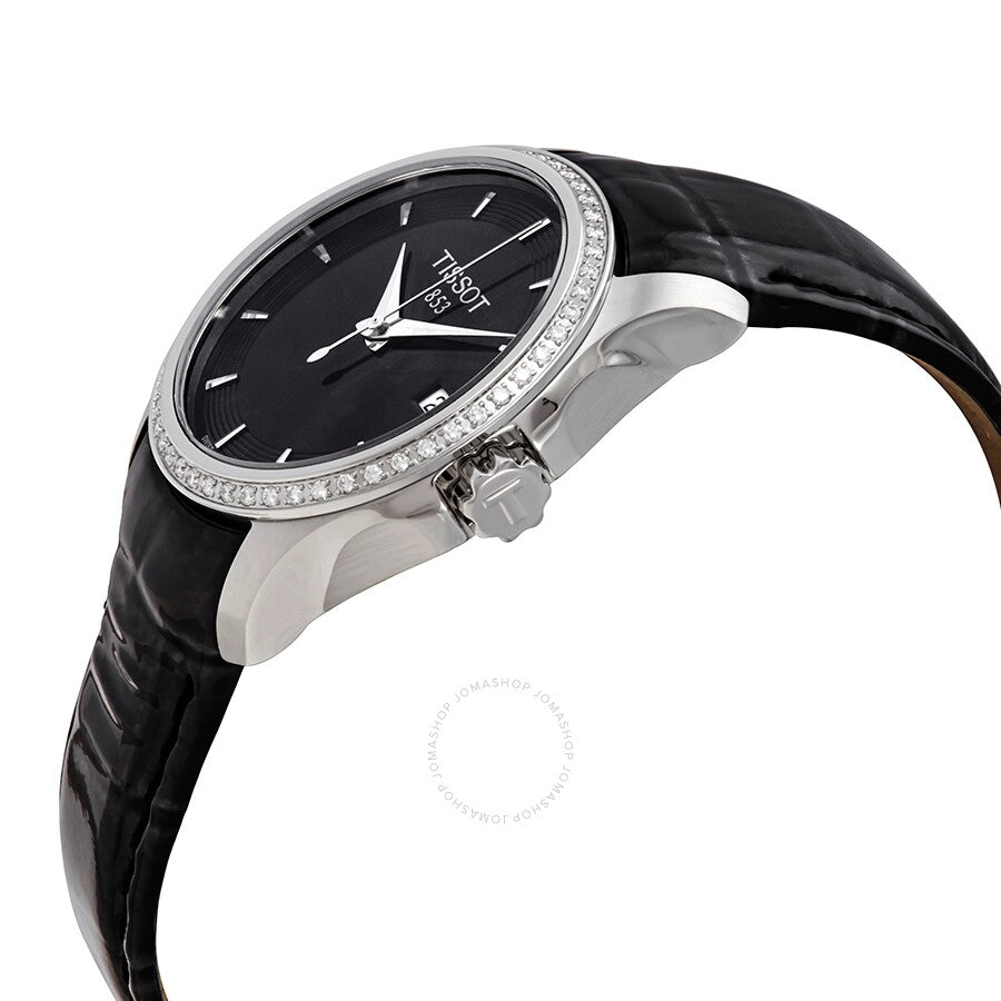 Tissot Couturier Black Dial Diamond Ladies Leather Watch T035.210.66.051.00 - Dawson Watches #2