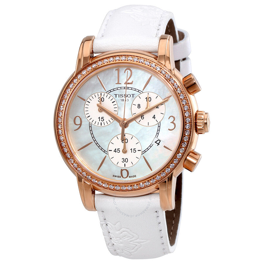 Tissot Dressport White Mother of Pearl Dial White Leather Ladies Watch T0502176711701 - Dawson Watches