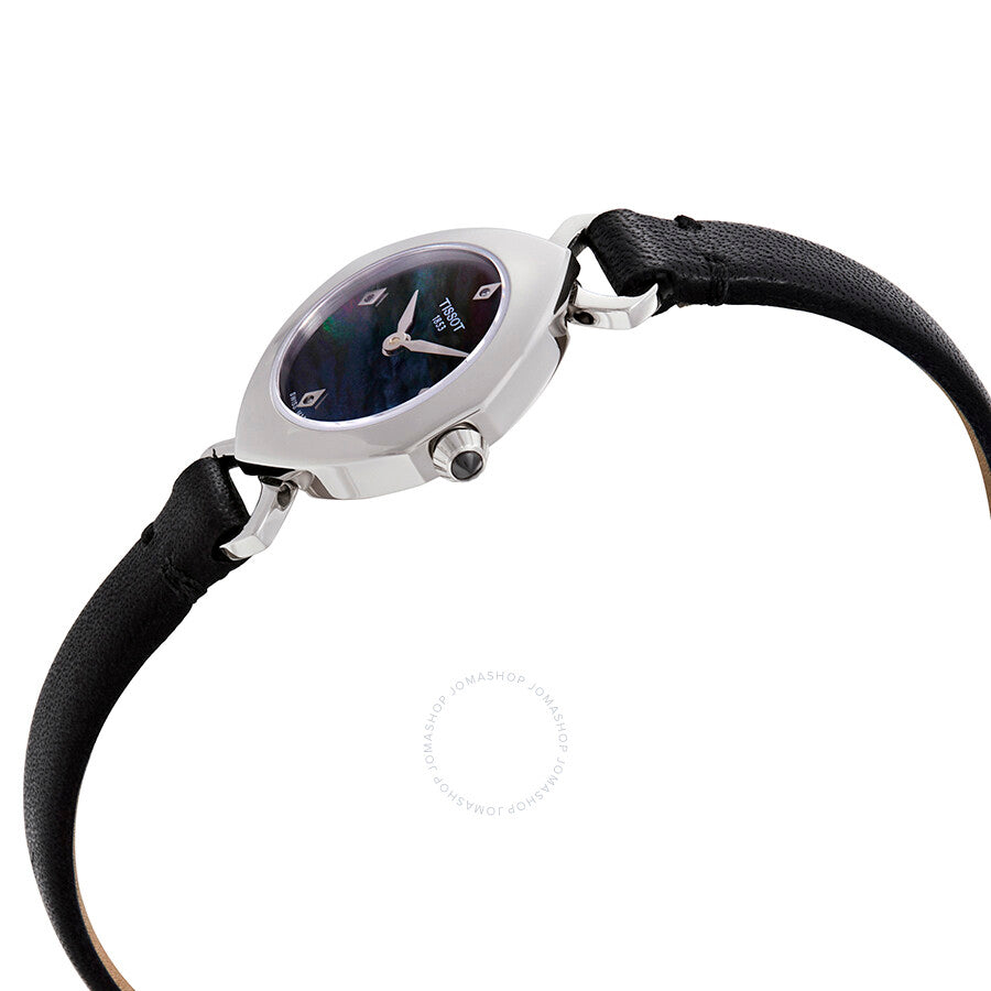 Tissot Femini-T Mother of Pearl Dial Ladies Black Leather Watch T113.109.16.126.00 - The Watches Men & Co #2