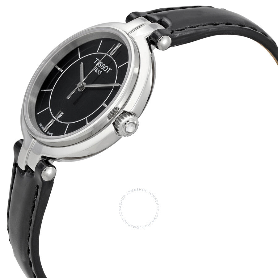 Tissot Flamingo Black Dial Black Leather Ladies Watch T0942101605100 - Dawson Watches #2