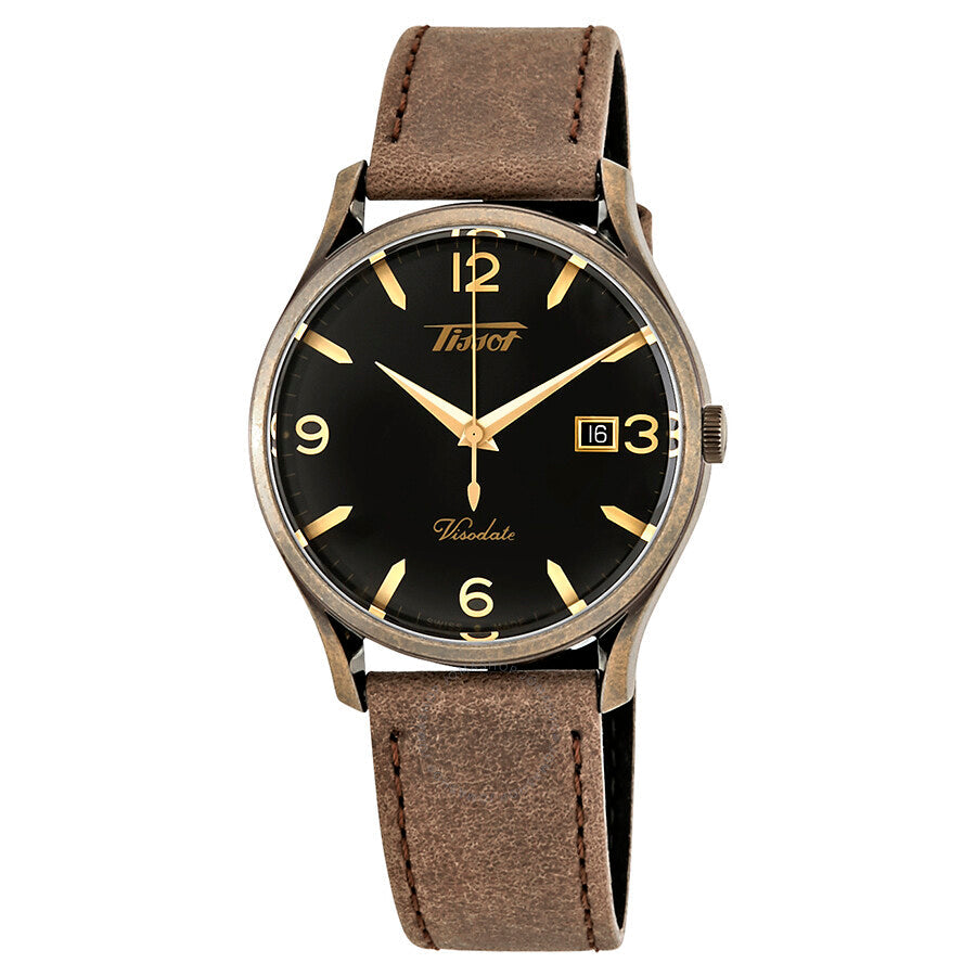 Tissot Heritage Visodate Black Dial Brown Leather Men's Watch T1184103605700 - Dawson Watches