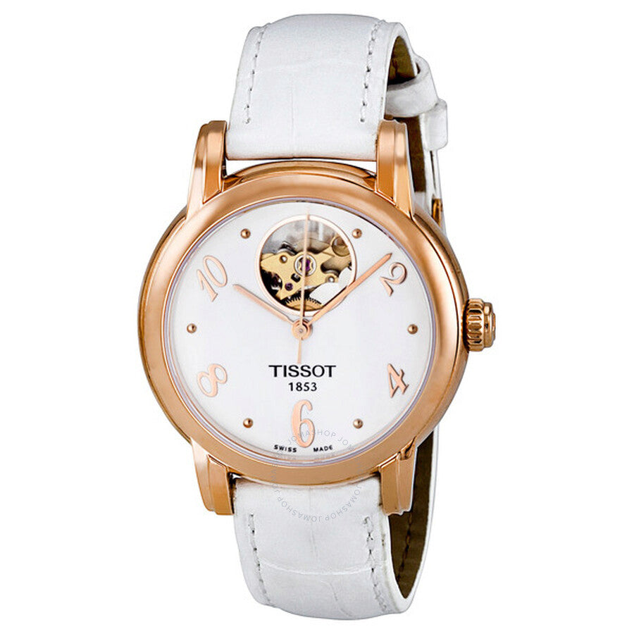 Tissot Lady Heart White Dial Automatic White Leather Ladies Watch T0502073601700 - Dawson Watches
