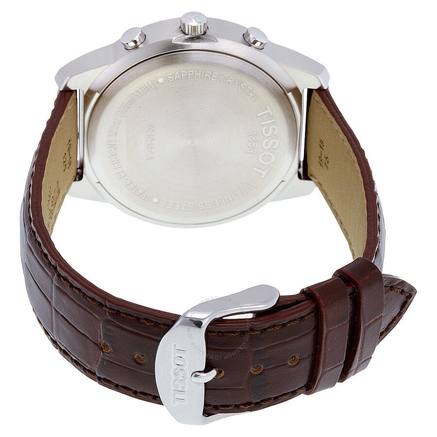 Tissot PR100 Chronograph Silver Dial Brown Leather Men's Watch T0494171603700 - Dawson Watches #3