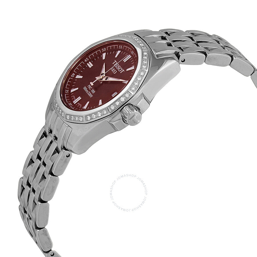 Tissot PRC 100 Diamonds Red Dial Ladies Watch T22.1.181.81 - Dawson Watches #2