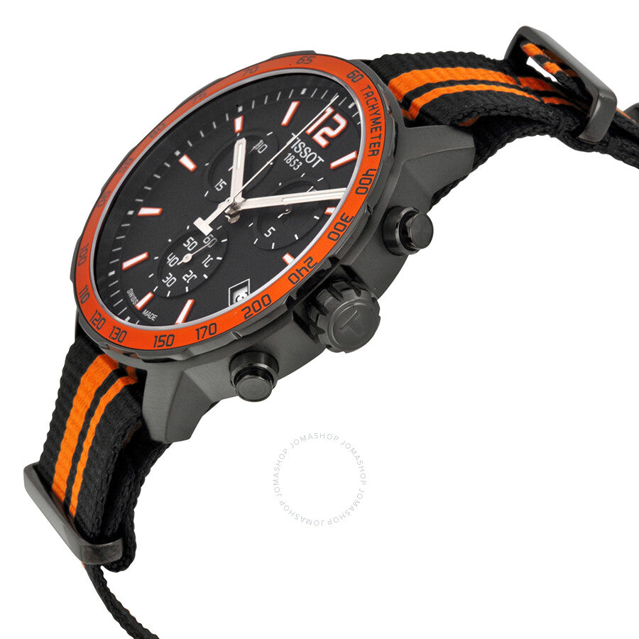 Tissot Quickster Chronograph Black Dial Black and Orange Synthetic Nylon Men's Sports Watch T0954173705700 - Dawson Watches #2