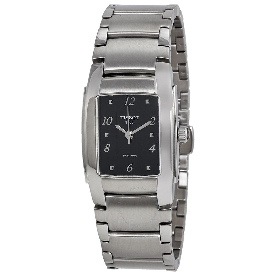 Tissot T10 Black Dial Matte Stainless Steel Ladies Watch T073.310.11.057.01 - Dawson Watches