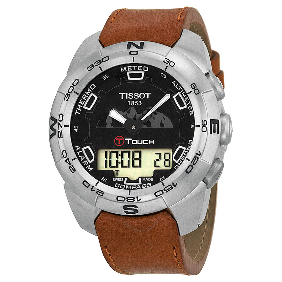 Tissot T-Touch Black Dial Tan Leather Men's Watch T013.420.16.051.10 - Dawson Watches