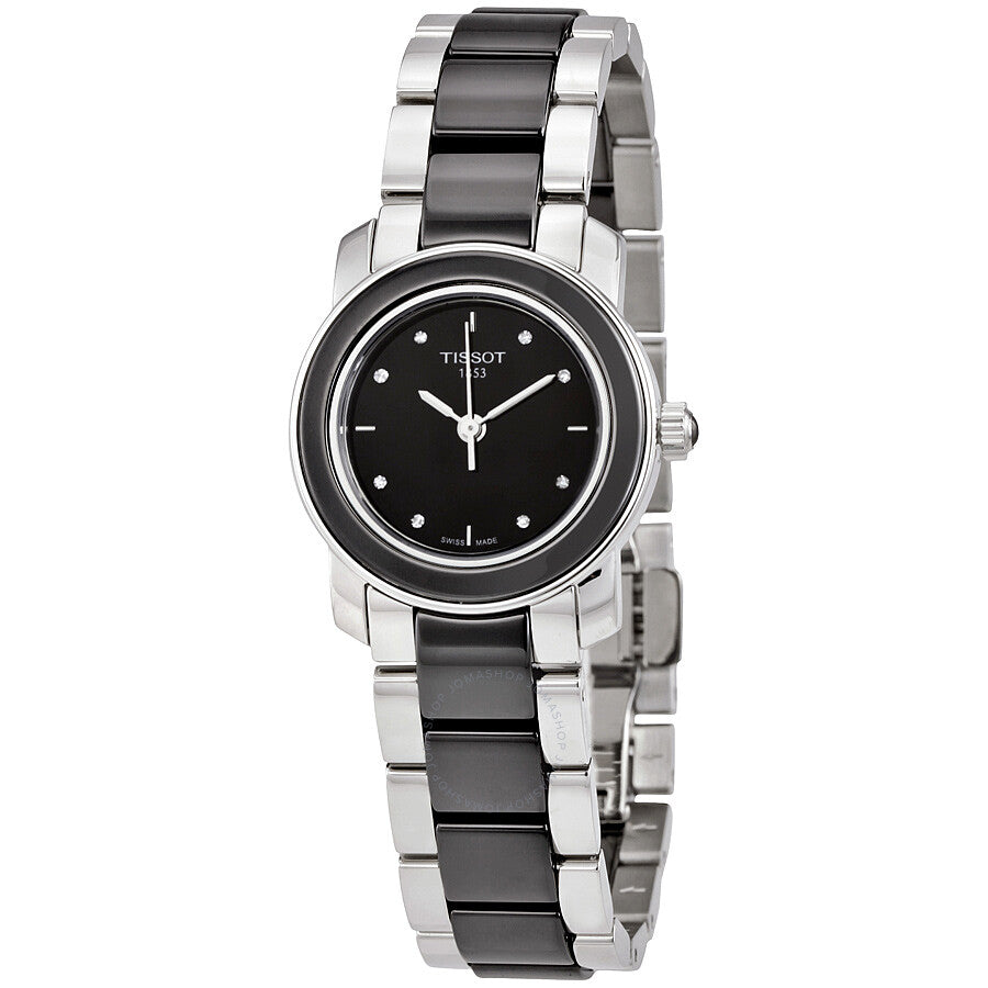 Tissot T-Trend Black Ceramic Diamond Ladies Watch T0642102205600 - Dawson Watches