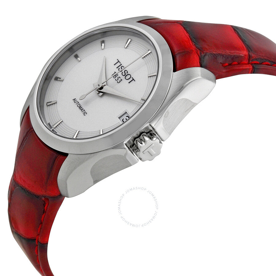 Tissot Couturier White Dial Red Leather Ladies Watch T035.207.16.011.01 - Dawson Watches #2