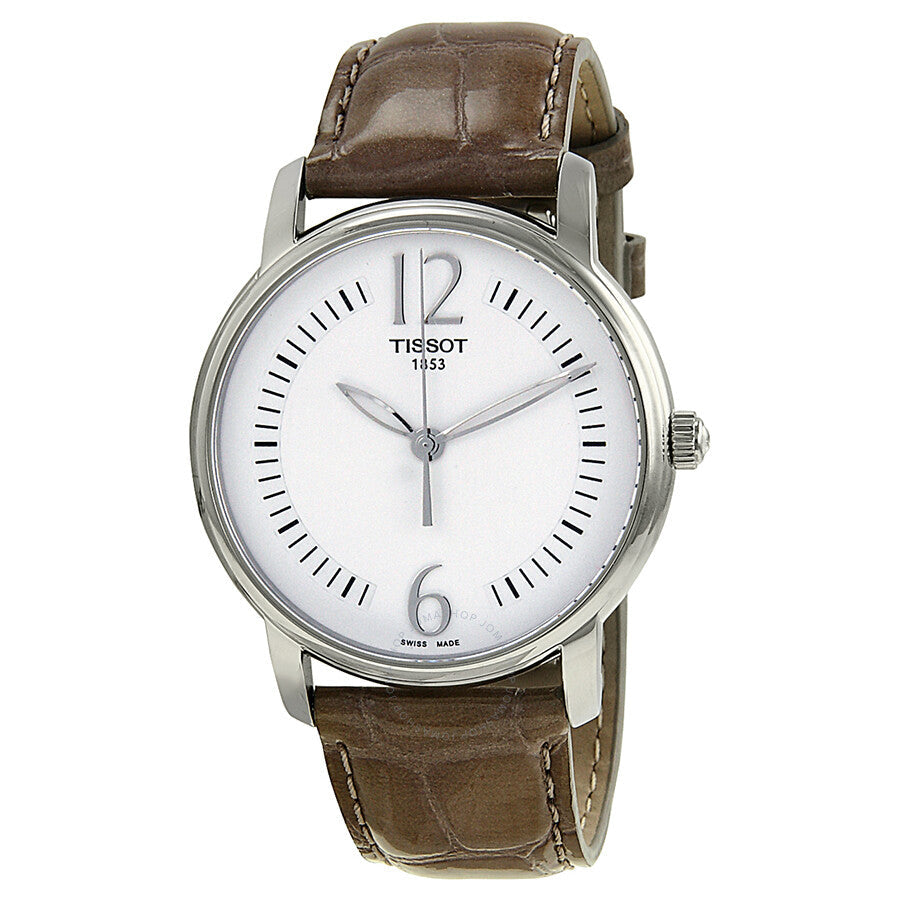 Tissot T-Trend Lady Round Silver Dial Beige Leather Ladies Watch T0522101603701 - Dawson Watches