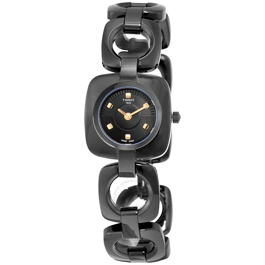Tissot T-Trend Odaci-T Black Dial Black PVD Ladies Watch T0201091105100 - Dawson Watches
