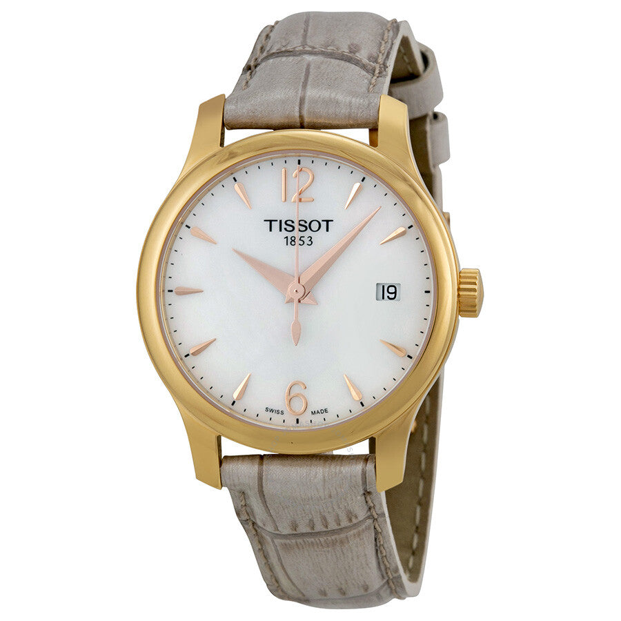Tissot T-Trend Tradition Mother of Peal Grey Leather Ladies Watch T0632103711700 - Dawson Watches