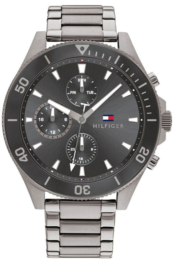 Tommy Hilfiger Larson Chronograph Grey Dial Silver Steel Strap Men's Watch - 1791918