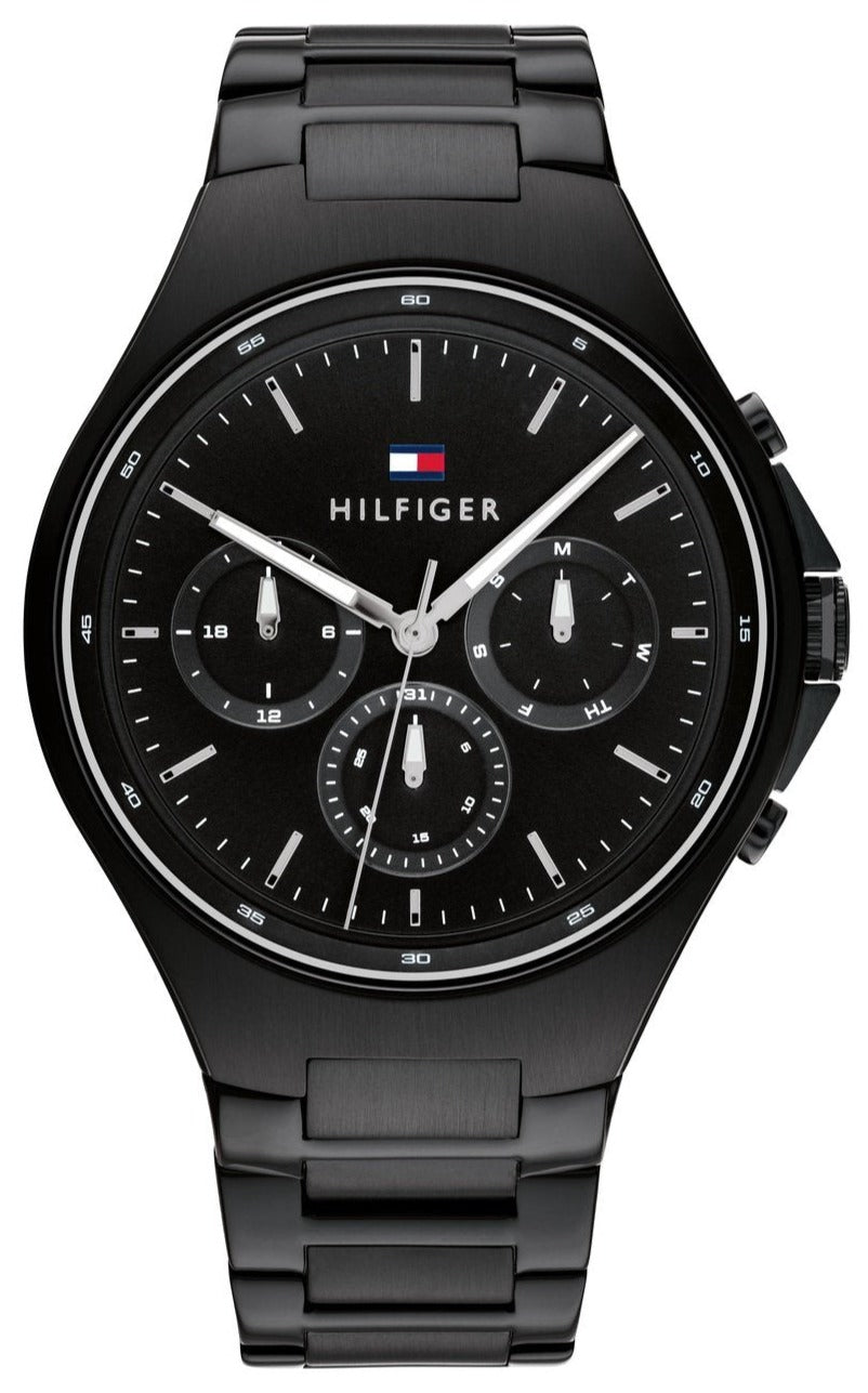 Tommy Hilfiger Justin Chronograph Black Dial Black Steel Strap Men's Watch 1792055