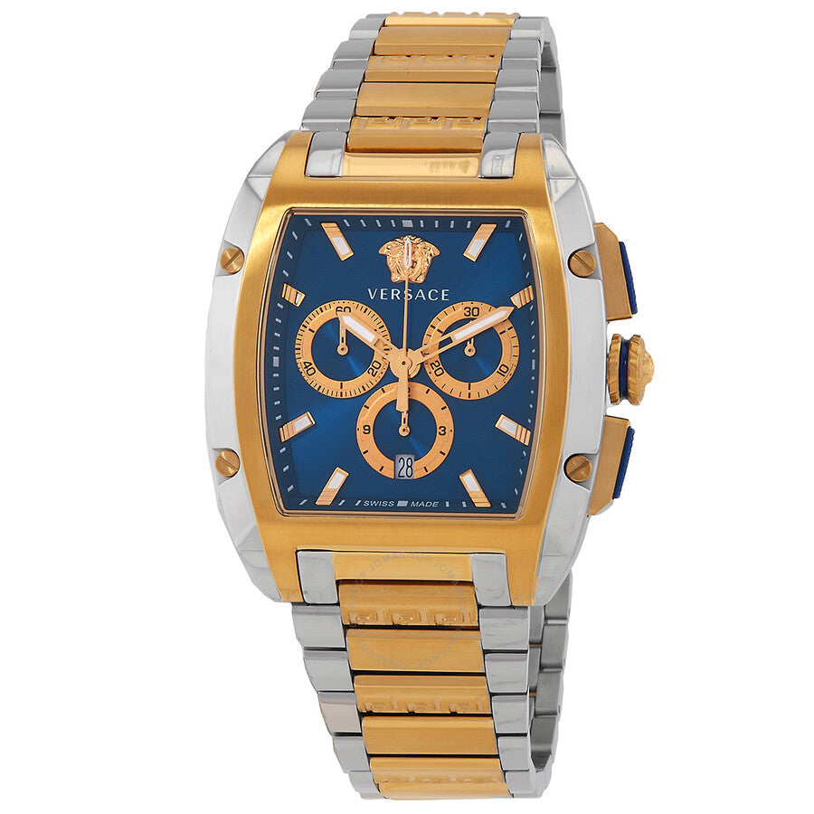 Versace Dominus Chronograph Quartz Blue Dial Two-Tone Men's Watch VE6H00723 - Dawson Watches