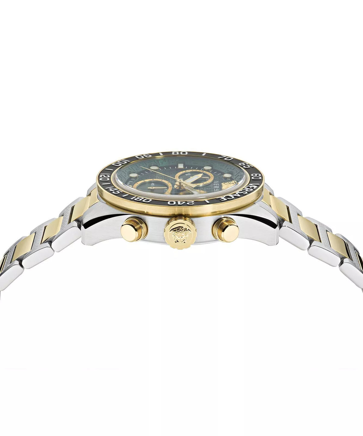 Versace Greca Dome Chrono Two-Tone Green Dial Swiss Movt Watch - VE6K00423