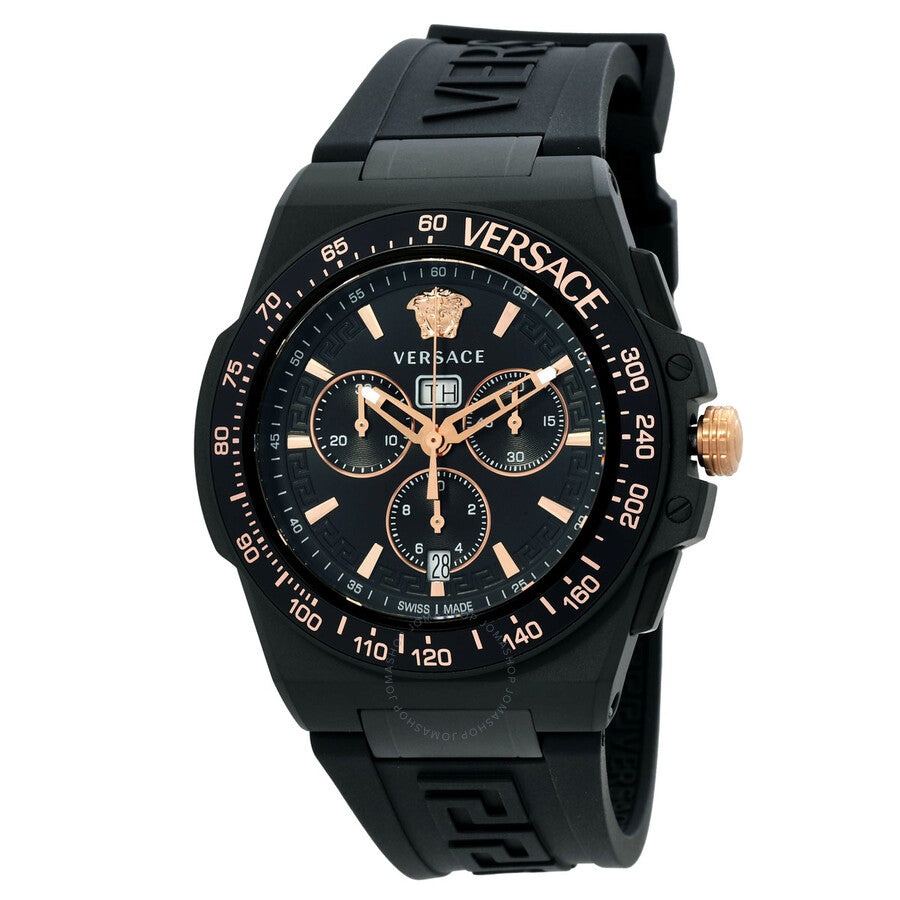 Versace Greca Extreme Chronograph Quartz Black Dial Men's Watch VE7H00323 - Dawson Watches