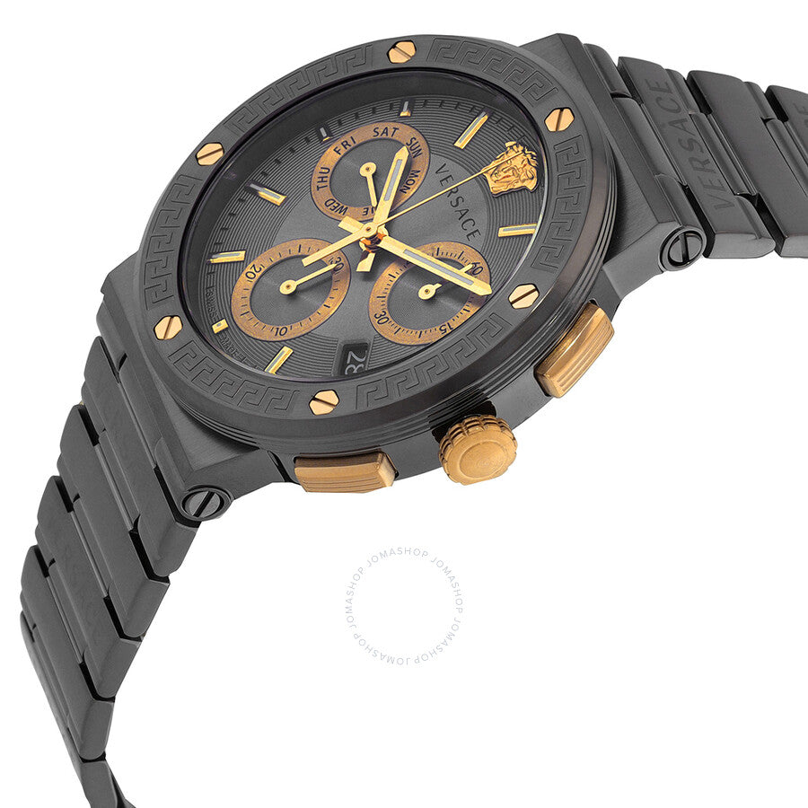 Versace Greca Logo Chronograph Quartz Grey Dial Men's Watch VEZ900521 - Dawson Watches #2