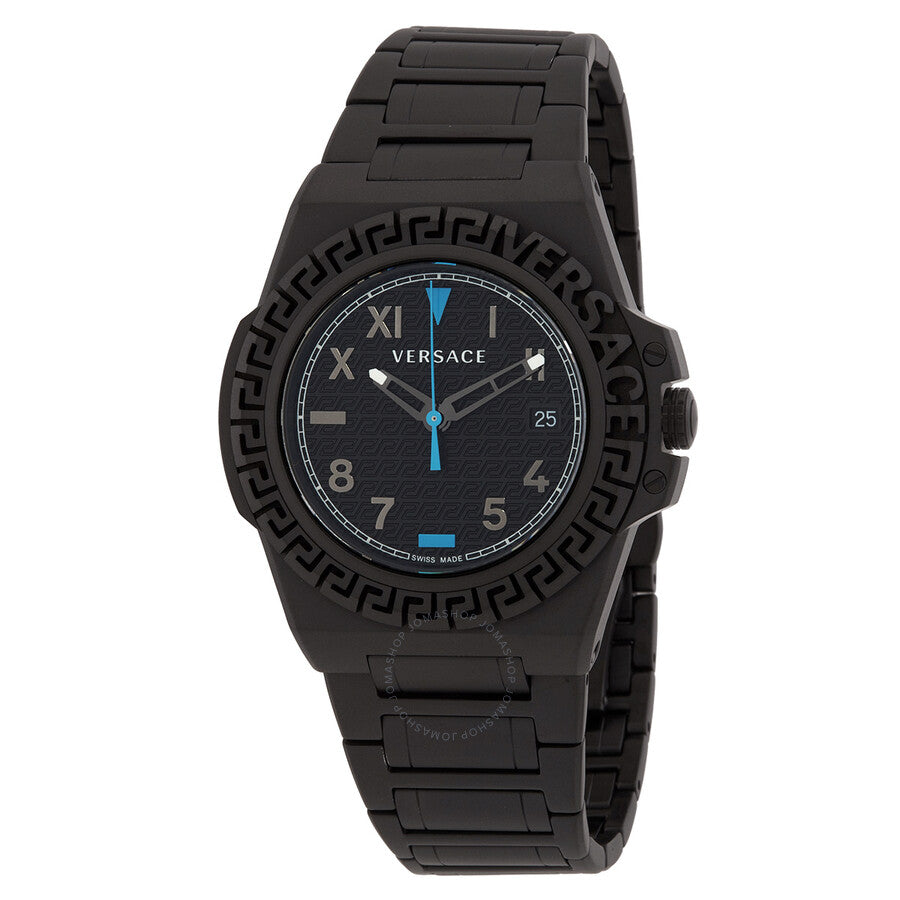 Versace Greca Reaction Quartz Black Dial Men's Watch VE3I00622 - The Watches Men & Co