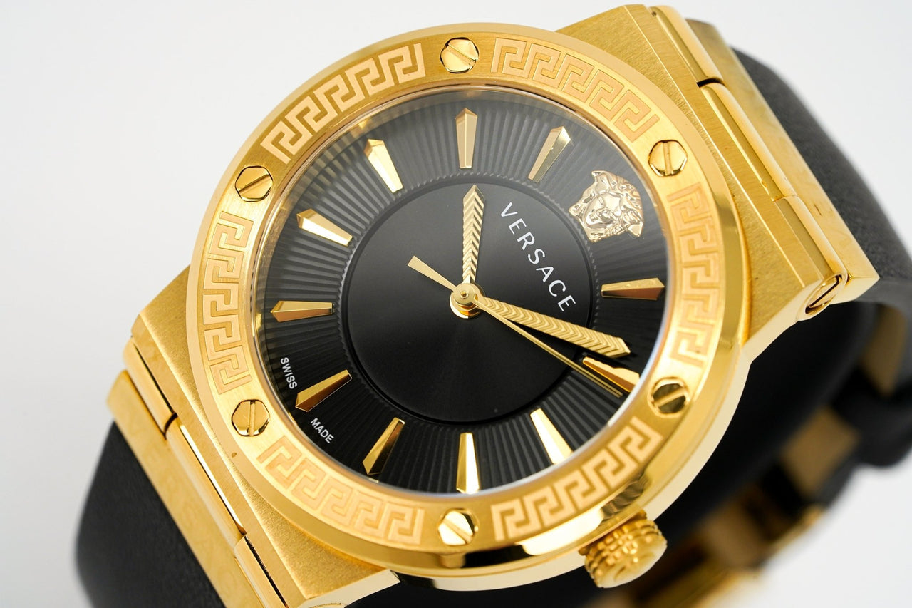 Versace Greca Gold Black Leather Women's Watch VEVH00320 - Kiwi Watches #2