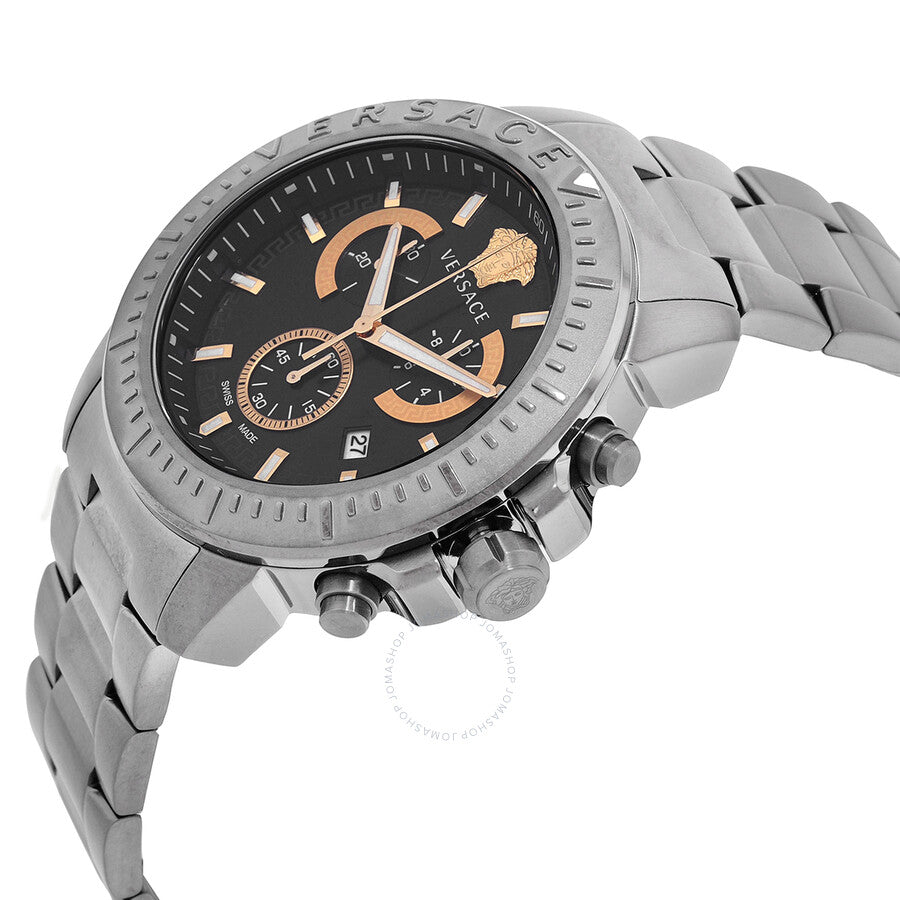Versace New Chrono Quartz Black Dial Men's Watch VE2E00621 - Dawson Watches #2