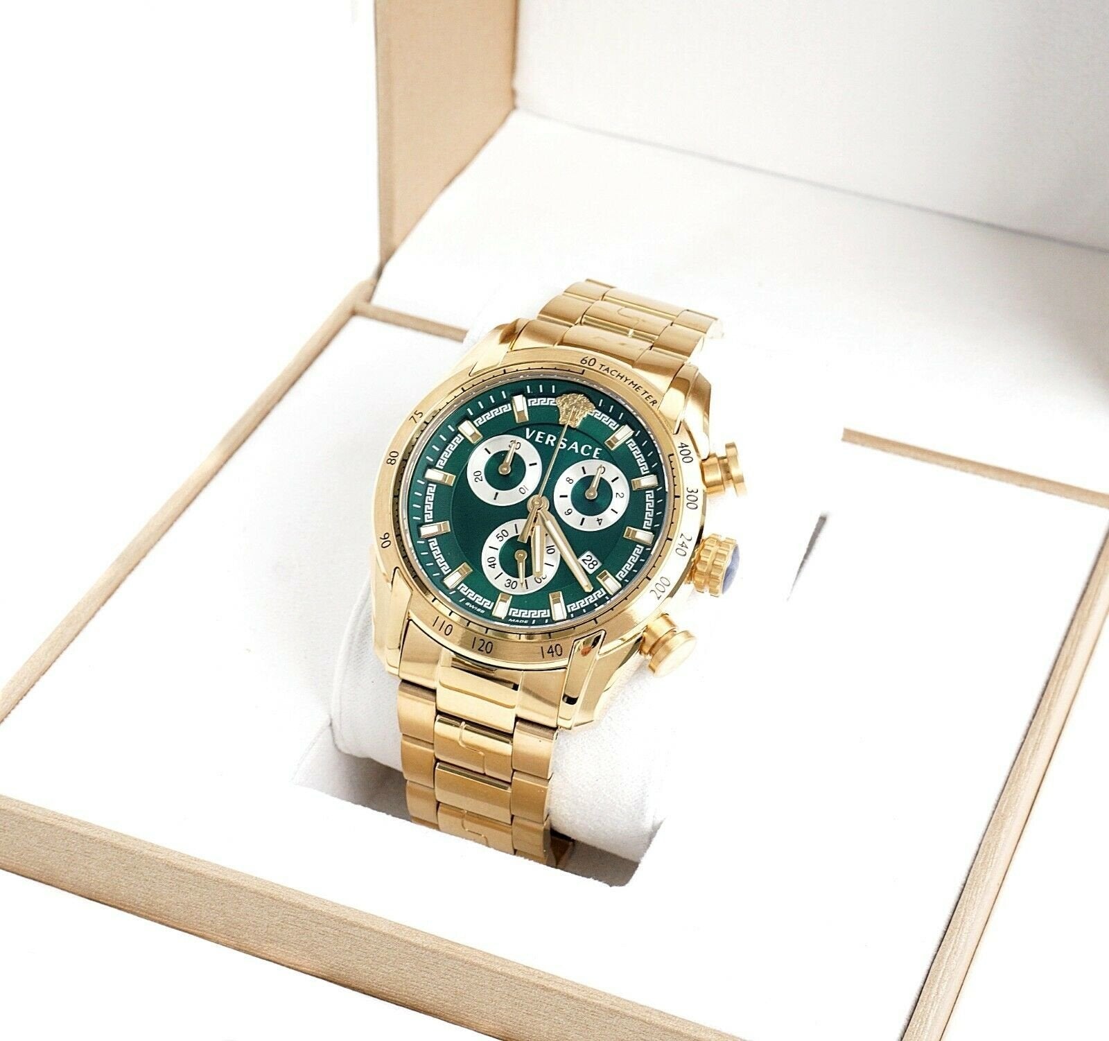 Versace V-Ray Chronograph Green Dial Men's Watch VE2I00621 - Kiwi Watches #3