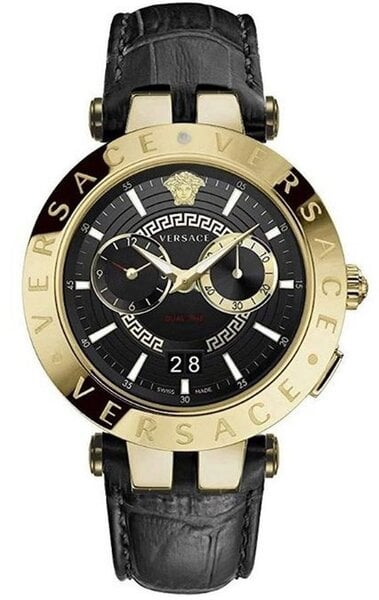 Versace V-Race Black Leather Strap Men's Watch VEBV00119 - Kiwi Watches