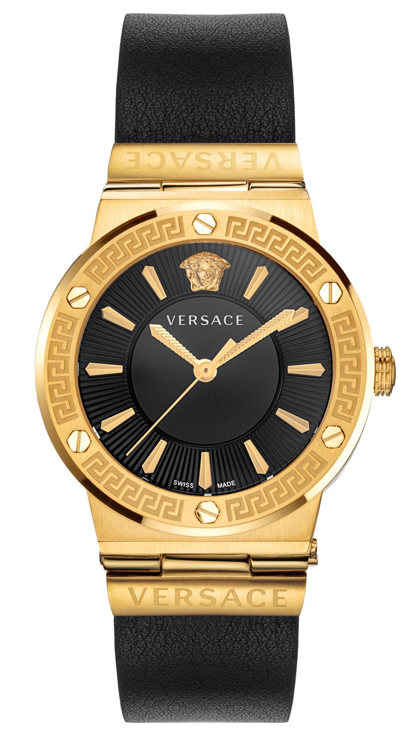 Versace Greca Gold Black Leather Women's Watch VEVH00320 - Dawson Watches