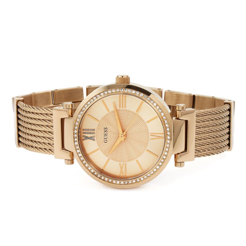 Guess Diamond Rose Gold Ladies Watch W0638L4