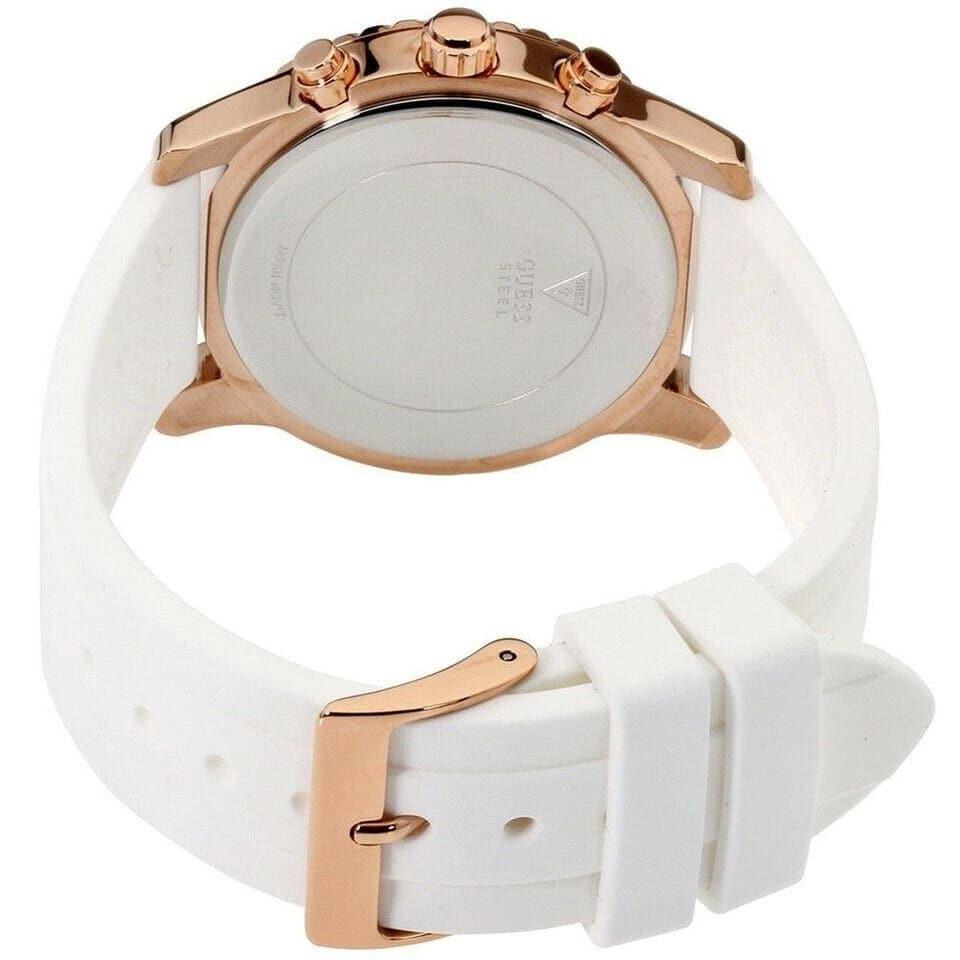Guess Solar Rose Gold White Dial White Rubber Strap Women's Watch W1135L1 - Dawson Watches #3