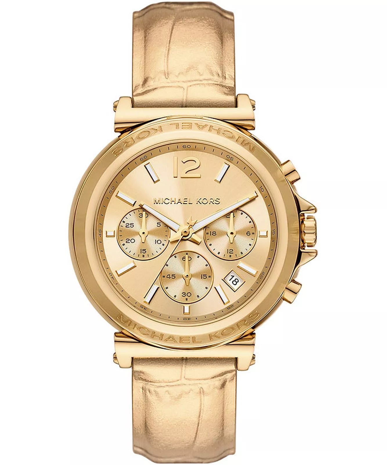 Michael Kors Maren Chronograph Gold Metallic Genuine Leather Women's Watch - MK7508