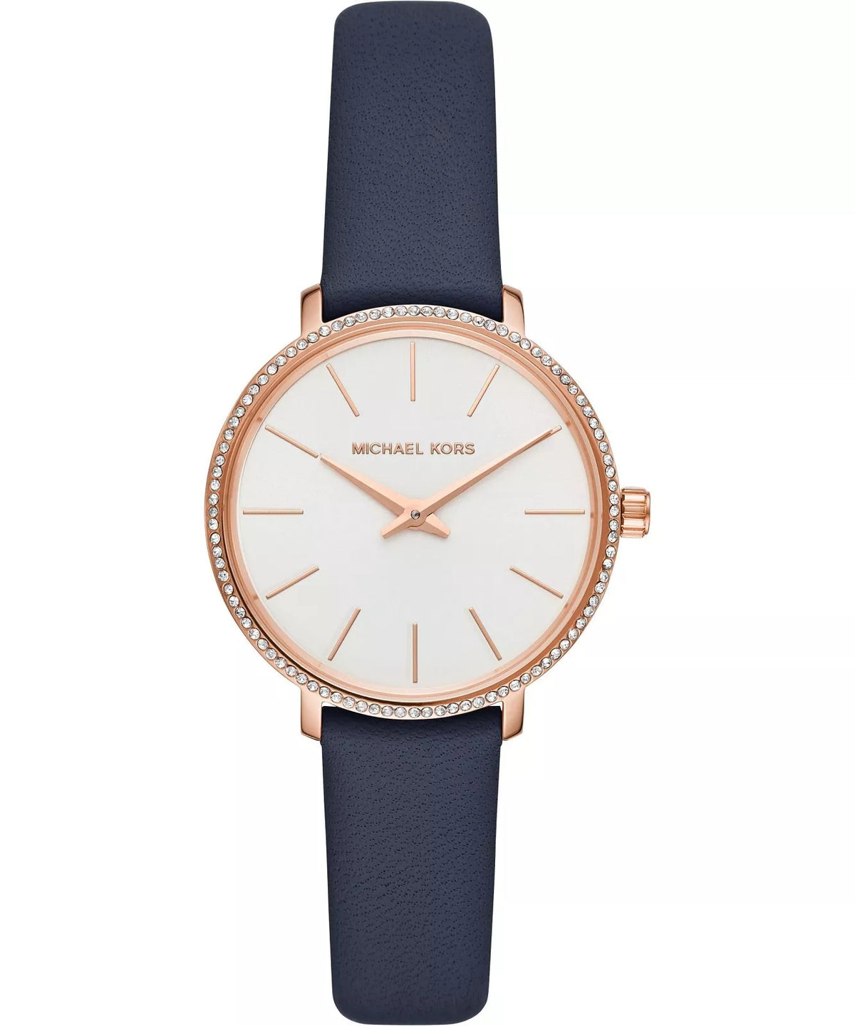 Michael Kors Pyper Three-Hand Rose Gold-Tone and Blue Leather Women's Watch - MK2804