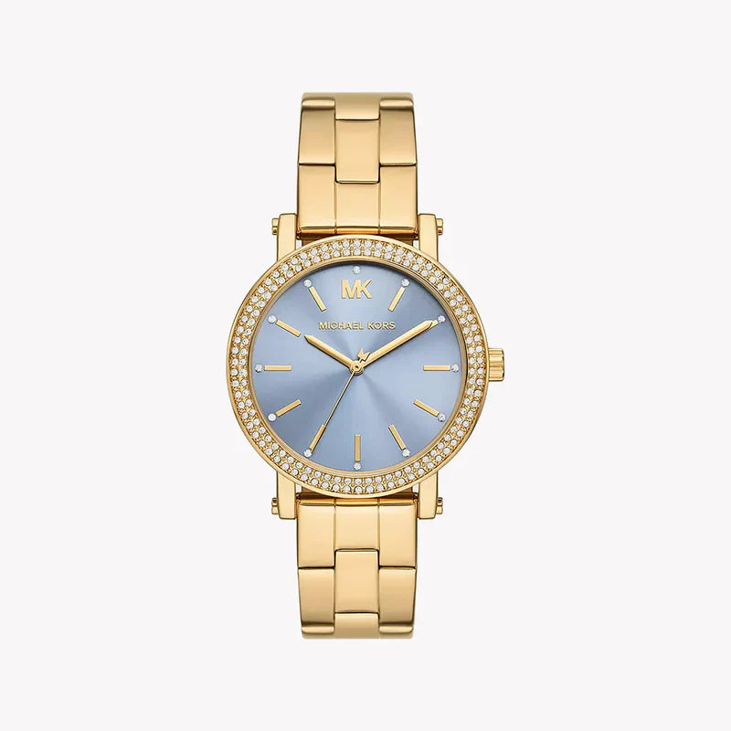 Michael Kors Slim Runway Blue Dial Gold Women's Watch - MKO1048