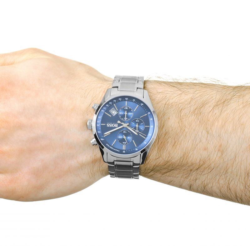 Hugo Boss Grand Prix Chronograph Blue Dial Men's Watch 1513478 Water resistance: 30 meters Movement: Quartz