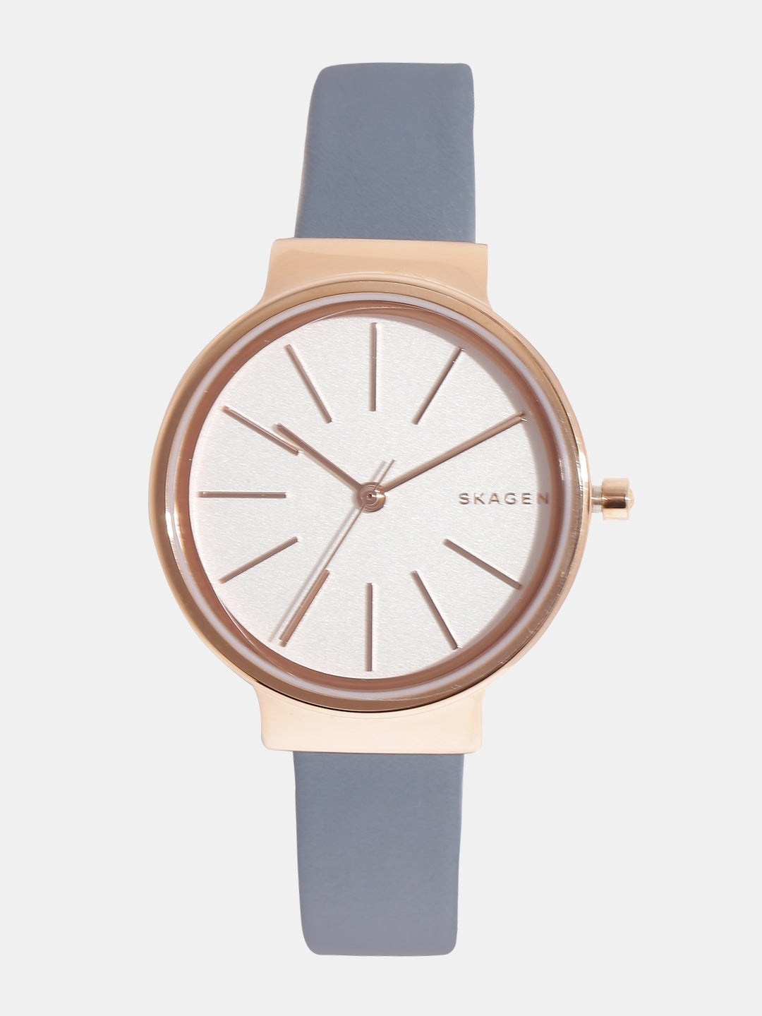 Skagen Ancher White Dial Blue Leather Strap Ladies Watch SKW2482