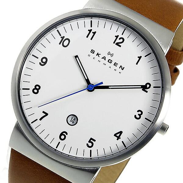 Skagen Ancher White Dial Brown Leather Men's Watch SKW6082