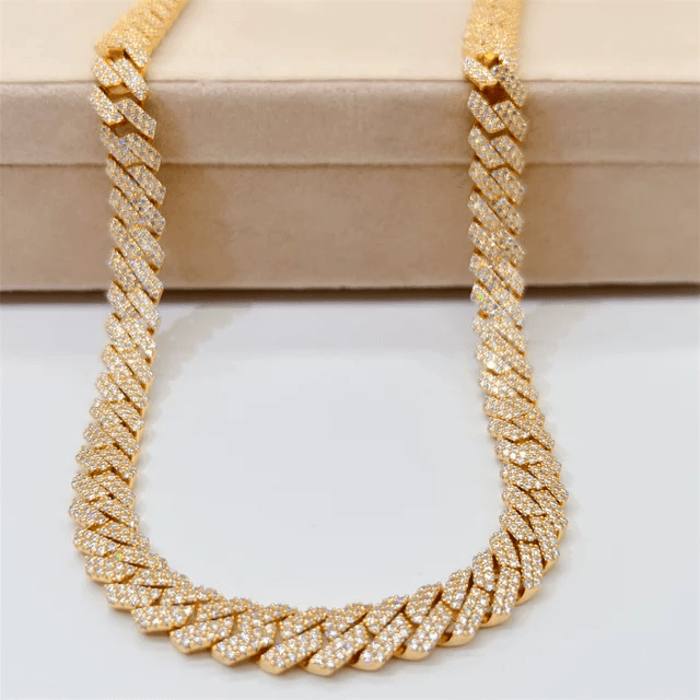 Big Daddy 10mm Gold & Diamond Prong Link Chain