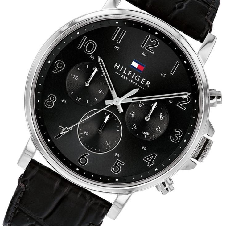 Tommy Hilfiger Multi-function Black Leather Men's Watch 1710381