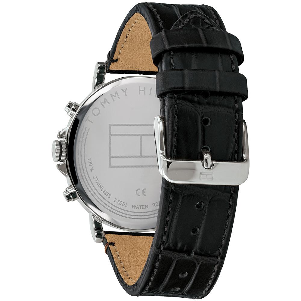 Tommy Hilfiger Multi-function Black Leather Men's Watch 1710381