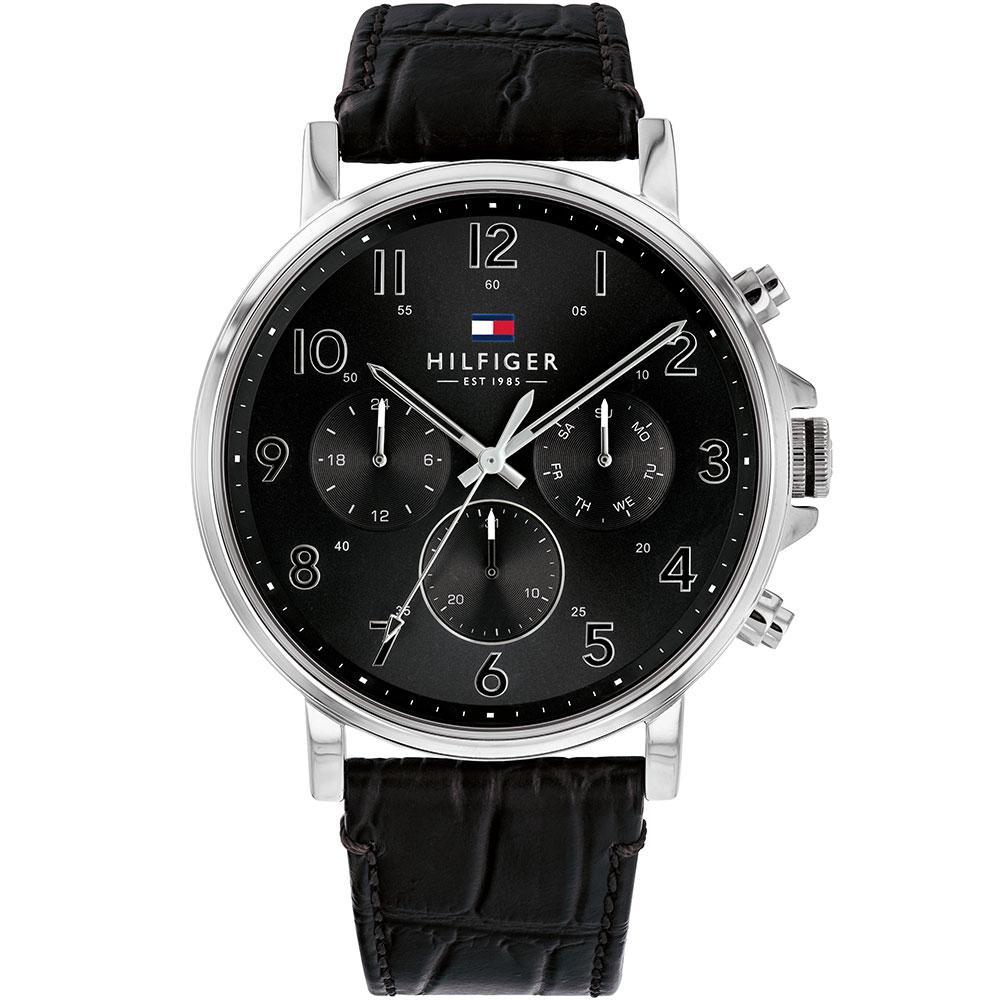 Tommy Hilfiger Multi-function Black Leather Men's Watch 1710381