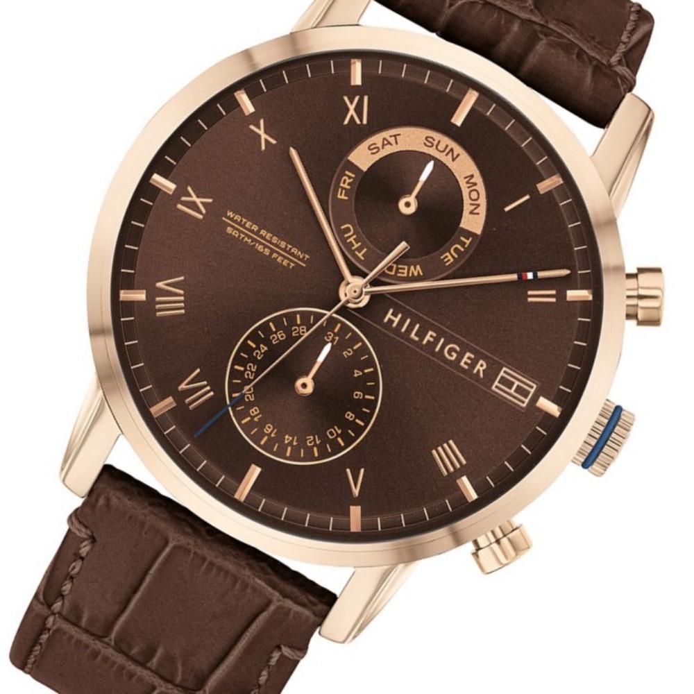 Tommy Hilfiger Multi-function Brown Leather Men's Watch 1710400