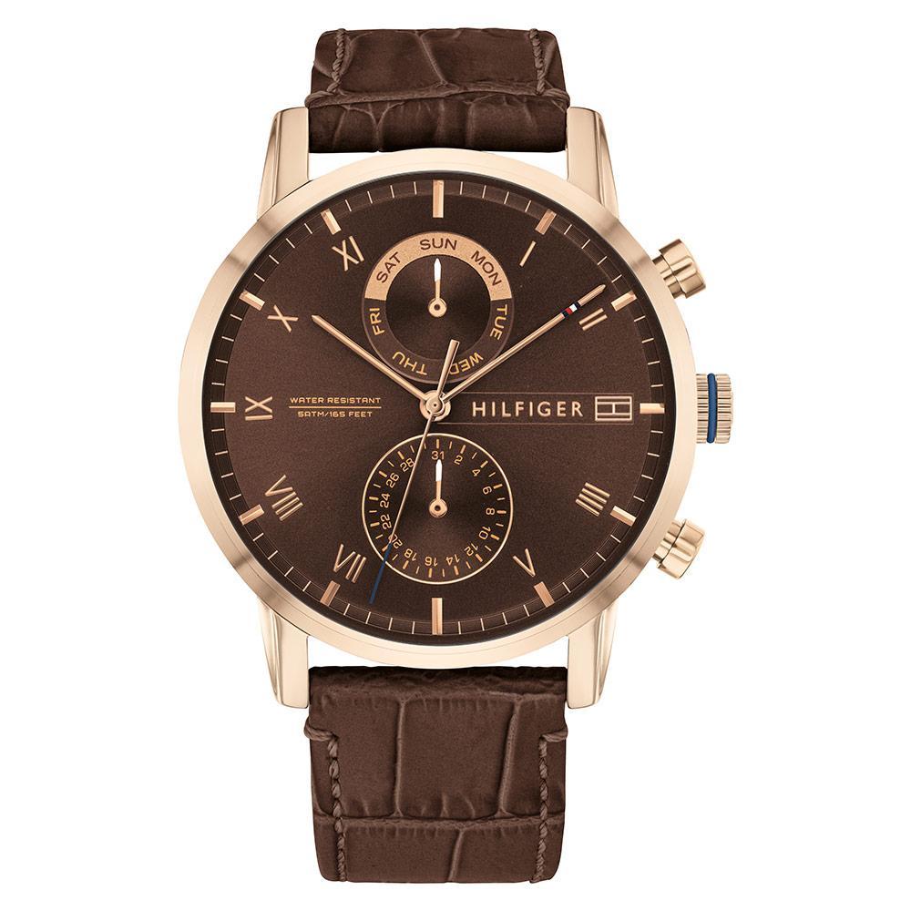 Tommy Hilfiger Multi-function Brown Leather Men's Watch 1710400