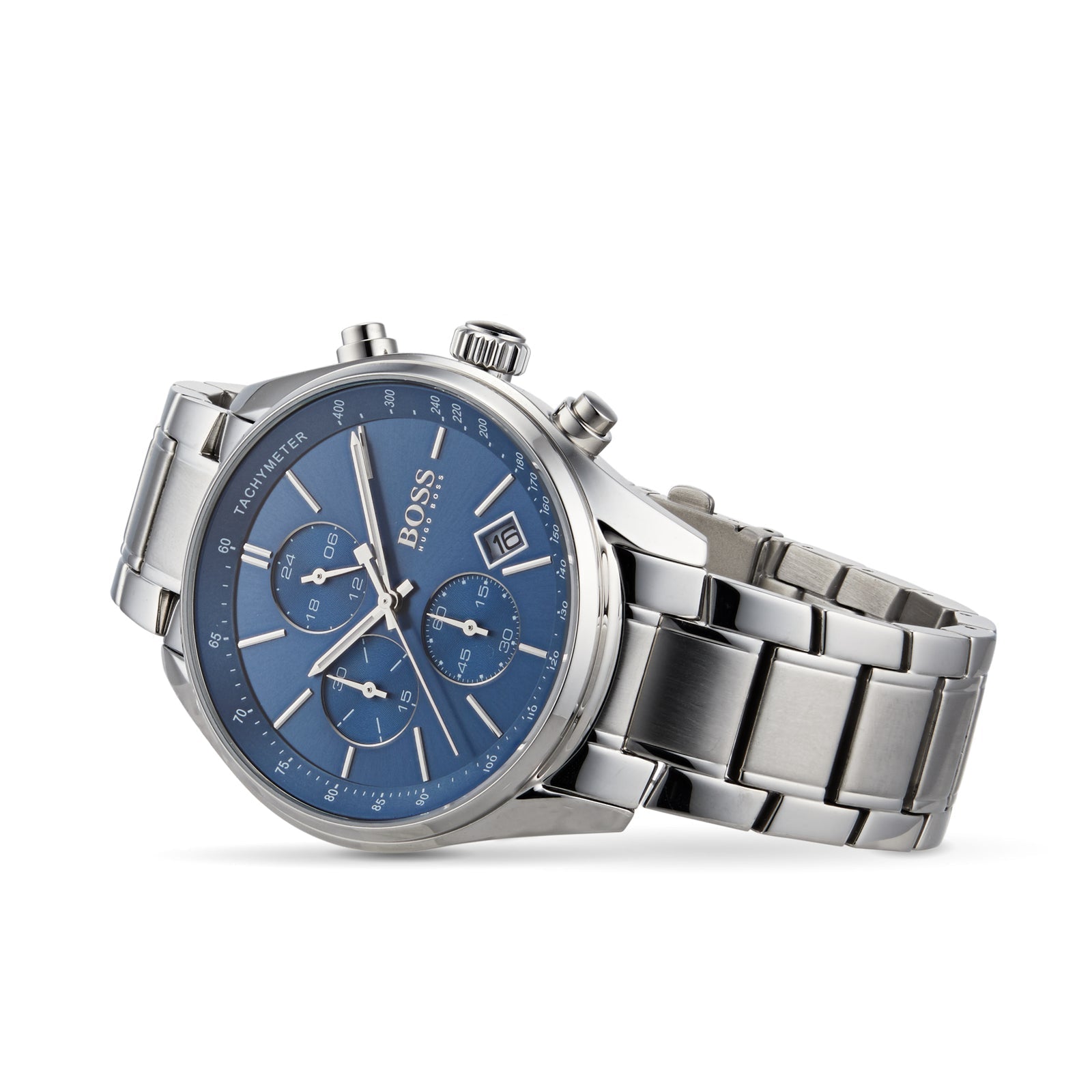 Hugo Boss Grand Prix Chronograph Blue Dial Men's Watch 1513478 Water resistance: 30 meters Movement: Quartz