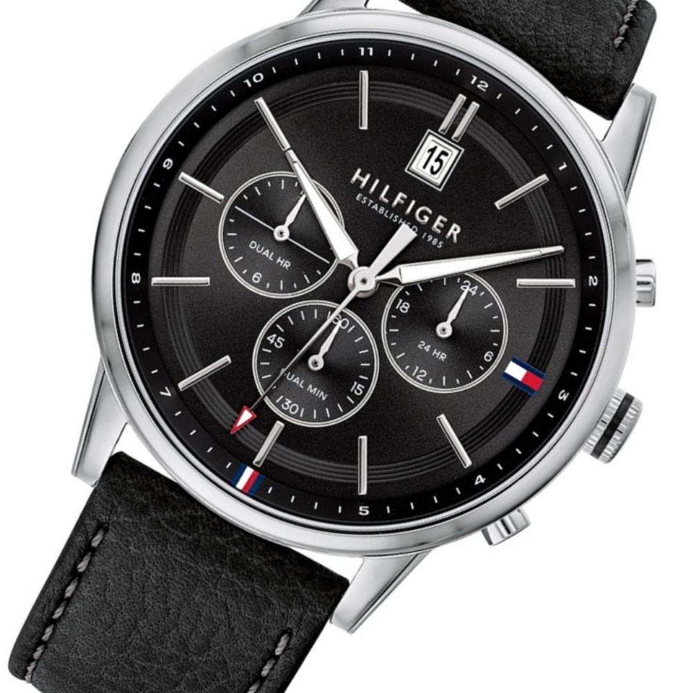 Tommy Hilfiger Multi-function Black Leather Men's Watch 1791630