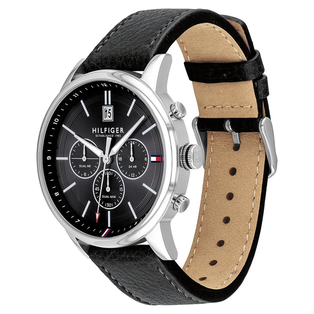 Tommy Hilfiger Multi-function Black Leather Men's Watch 1791630