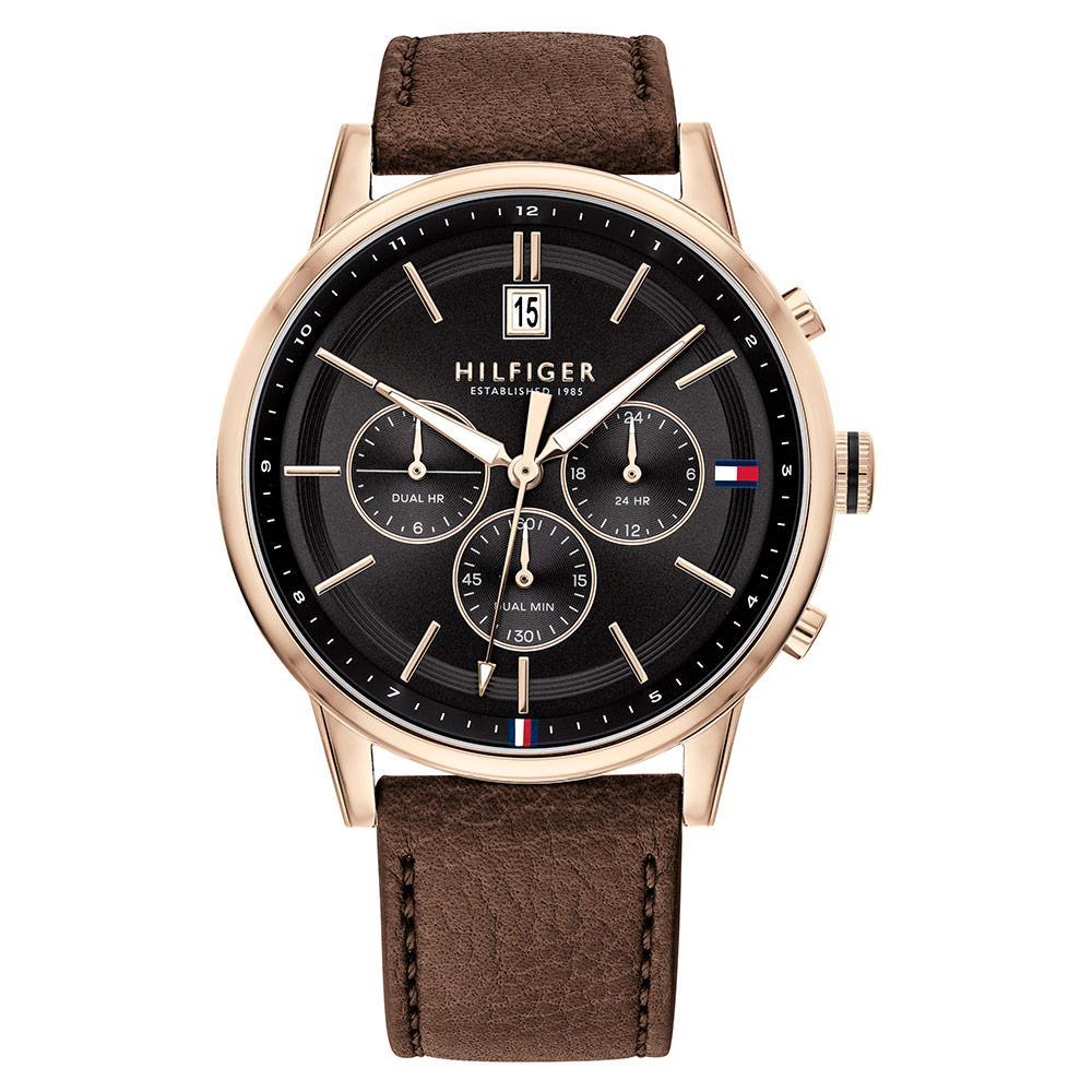 Tommy Hilfiger Multi-function Dark Brown Leather Men's Watch 1791631