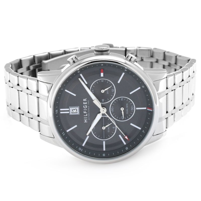 Tommy Hilfiger Silver and Grey Stainless Steel Men's Watch 1791632