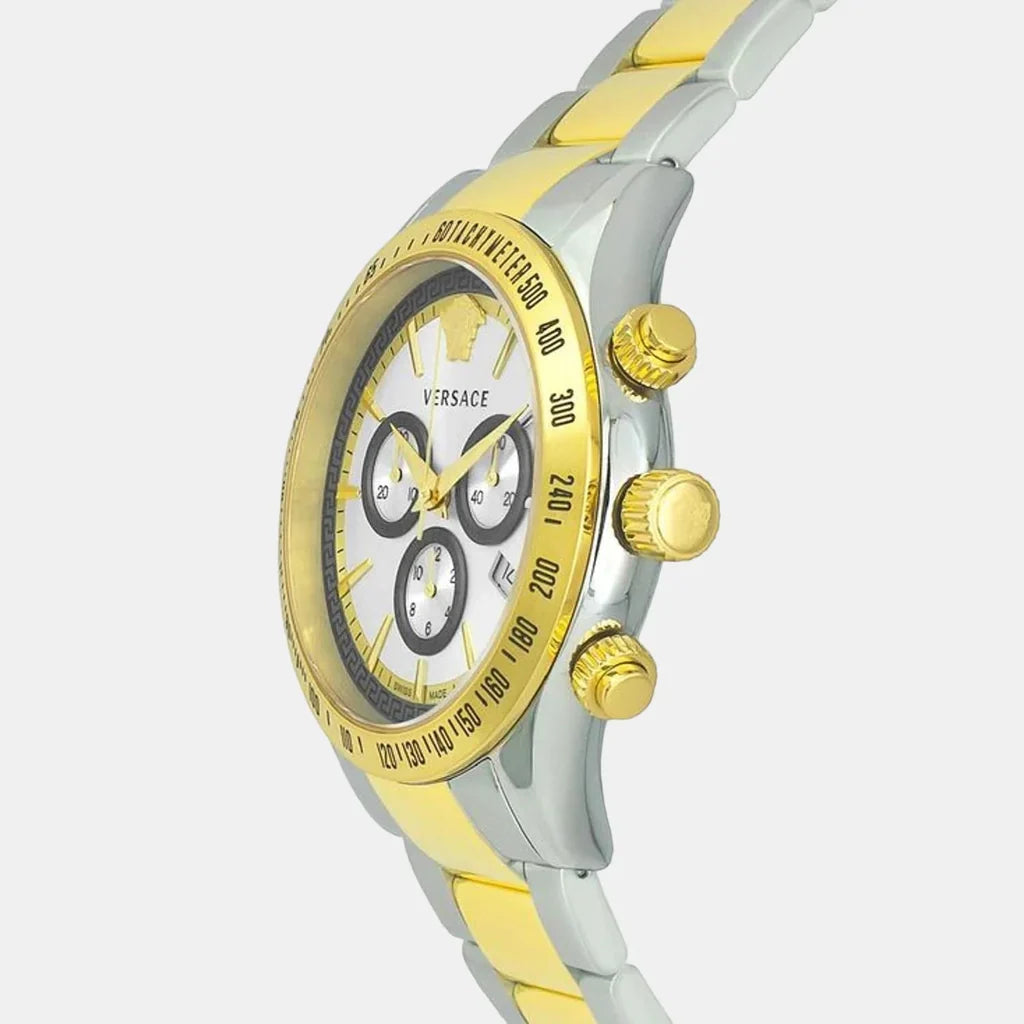 Versace Chronograph Two-Tone Stainless Silver Dial Swiss Movt Watch - VEV700519