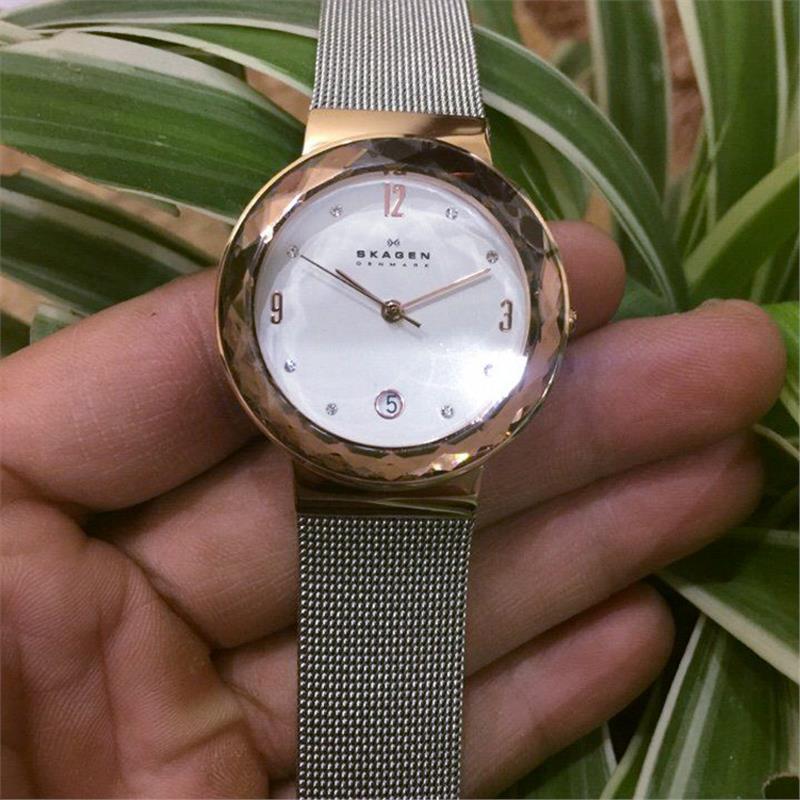 Skagen Leonora Silver Dial Stainless Steel Mesh Ladies Watch SKW2002